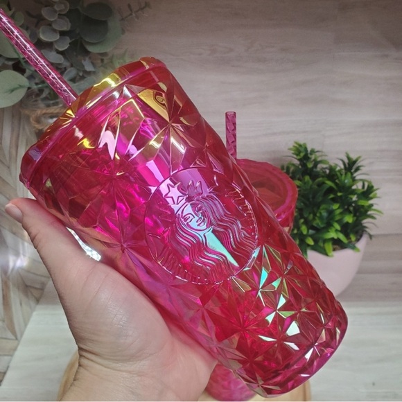 Starbucks Pink Diamond Prism Venti 24oz & Grande 16oz Cold Cup Tumbler Set - Picture 5 of 6
